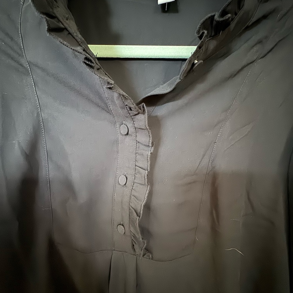 Crew Black Ruffle Blouse – Size 14 | Quiet Luxury, Feminine Detail - Picture 3 of 9